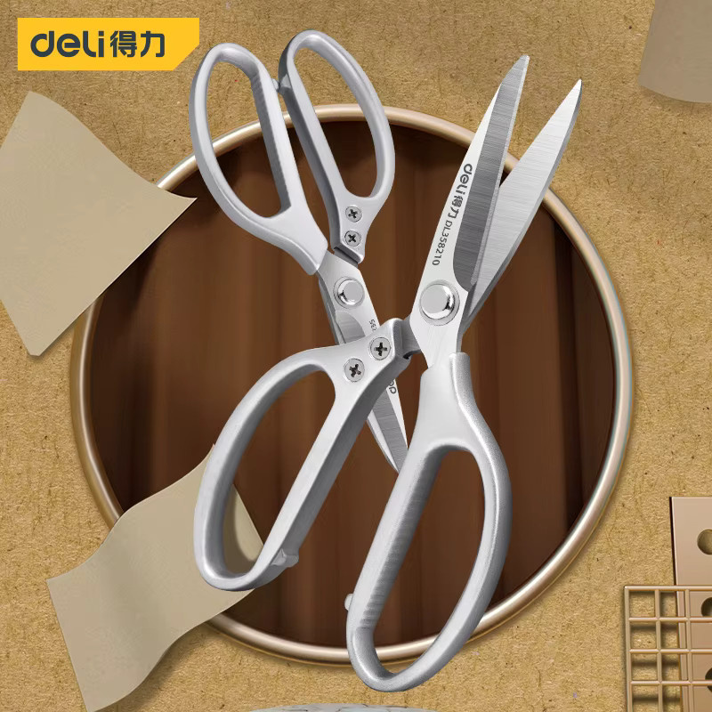 Deli Multifunktionale Edelstahlschere in Silber, 21,59 cm professionelle Industrieschere für Küche und Stoffe - Bild 3