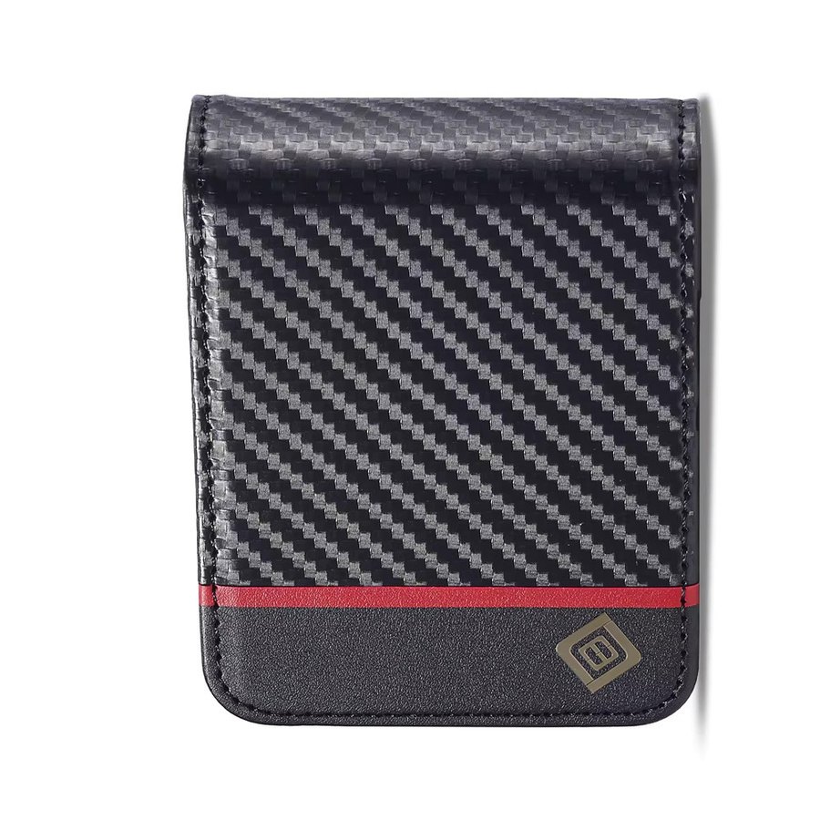 Samsung Geldbörse mit Kartenhalter und Telefonhülle aus Kohlefaser-PU-Leder für Galaxy Z Flip 7 FE, Z Flip 6, Z Flip 5, Z Flip 4 und Z Flip 3 in Schwarz - Bild 3