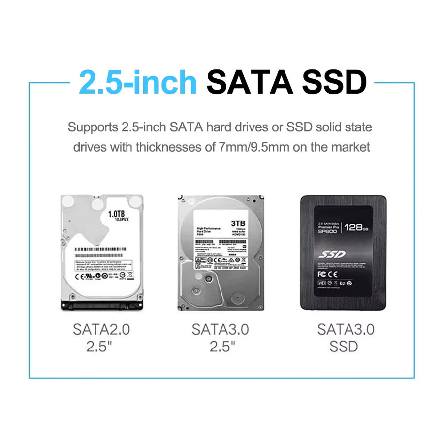 Kebidu 2,5 Zoll SATA zu USB 3.0 Typ-C 3.1 HDD und SSD Gehäuse für externen Speicher in Schwarz oder Weiß - Bild 5