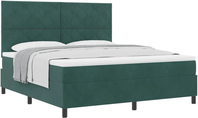 vidaXL Boxspringbett mit Matratze und Taschenfederkern in Dunkelgrün, B/T: 180 x 200 cm - Bild 1