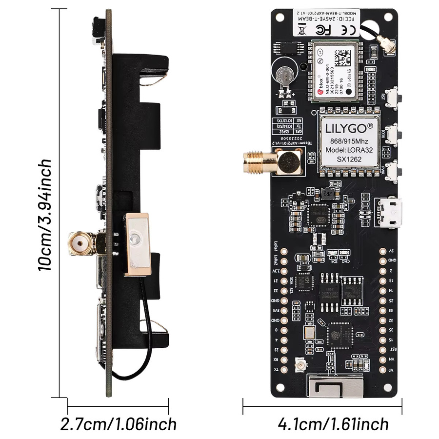 LILYGO T-Beam V1.2-6M ESP32 LoRa Development Board mit GPS, WiFi und Bluetooth in Schwarz für Meshtastic und LoRaWAN - Bild 3