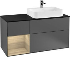 V&B Waschtischunterschrank Finion in Anthrazit mit offenem Regal links, Breite: 120 cm, Tiefe: 50,1 cm, Höhe: 50,1 cm - Bild 1