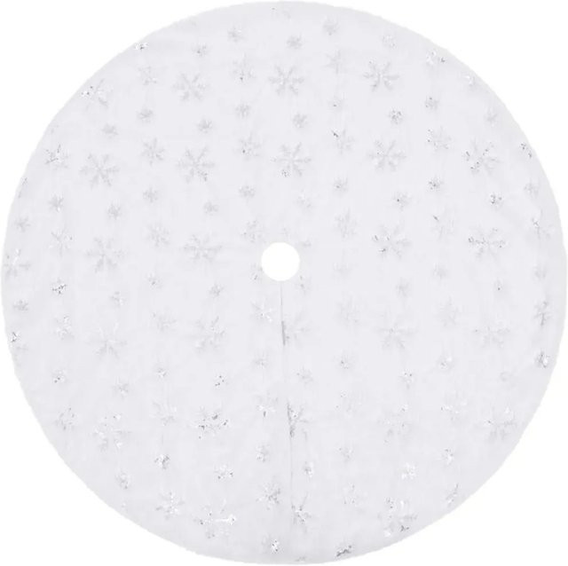 vidaXL Weihnachtsbaumdecke mit Schneeflocken-Design aus Kunstpelz, Weiß, Durchmesser: 90 cm - Bild 1