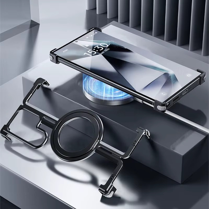Magnetische Handyhülle aus Aluminiumlegierung für Samsung Galaxy S23 Ultra, S24 Ultra und S24 Plus in Grau - Bild 2