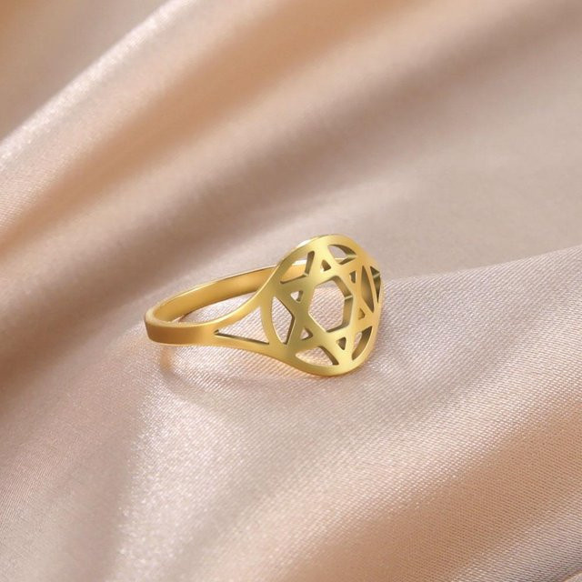 Davidstern Sechsstern Ring, Edelstahl, Unisex - Bild 1