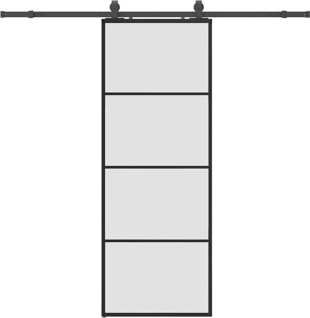 vidaXL Schiebetür aus ESG-Glas in Schwarz mit Beschlag, B/H: 76 x 205 cm - Bild 1