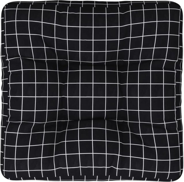 vidaXL Palettenkissen Schwarz Karomuster aus Polyester, UV-beständig und wasserabweisend, B/T/H: 50 x 50 x 12 cm - Bild 1