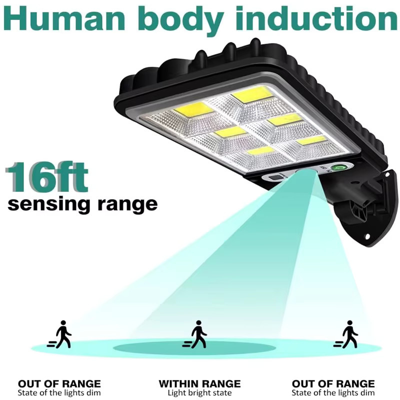 Solar LED Außenleuchte mit Bewegungssensor und 3 Modi, Wasserdichte COB Wandlampe für Garten und Außenbereich, Schwarz - Bild 4