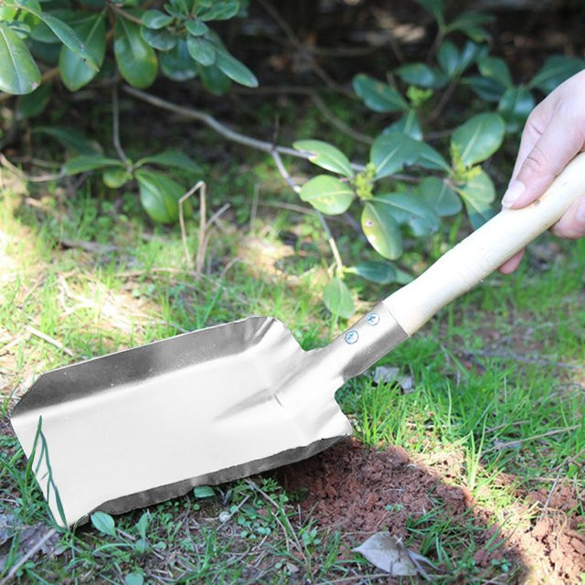 VIBRATITE Schornsteinschaufel aus Edelstahl mit Holzgriff in Silber zur Reinigung von Kamin und Asche - Bild 1