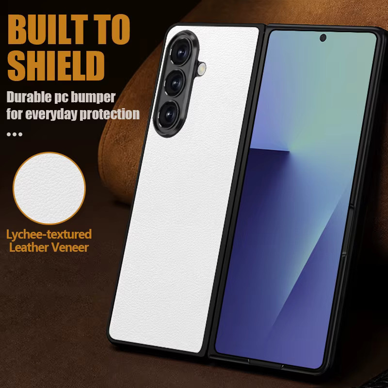 Lychee-Leder-Textur Handyhülle für Samsung Galaxy Z Fold8 Z Fold7 Z Fold6 Z Fold5 Z Fold4 aus hartem PC mit schwarzem Rahmen und Klappfunktion - Bild 2