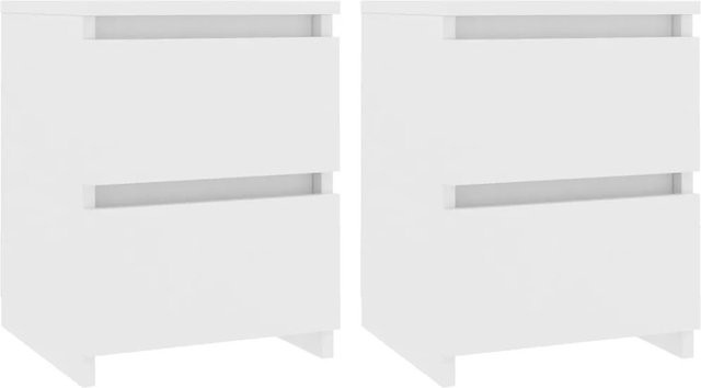 vidaXL Nachttische 2er Set Weiß aus Holzwerkstoff B/T/H: 30 x 30 x 40 cm - Bild 1