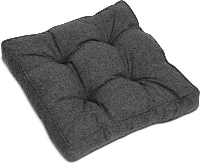 Beautissu Beauflair Loungekissen Outdoor Sitz quadratisch in Graphitgrau, B/T/H: 70 x 70 x 10 cm - Bild 1