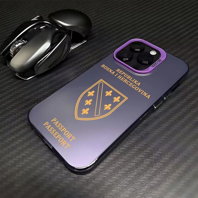 Handyhülle im Bosnien und Herzegowina Reisepass Design für iPhone 16 15 14 13 12 11 Pro Max Plus Mini X XS XR SE in Blau - Bild 1