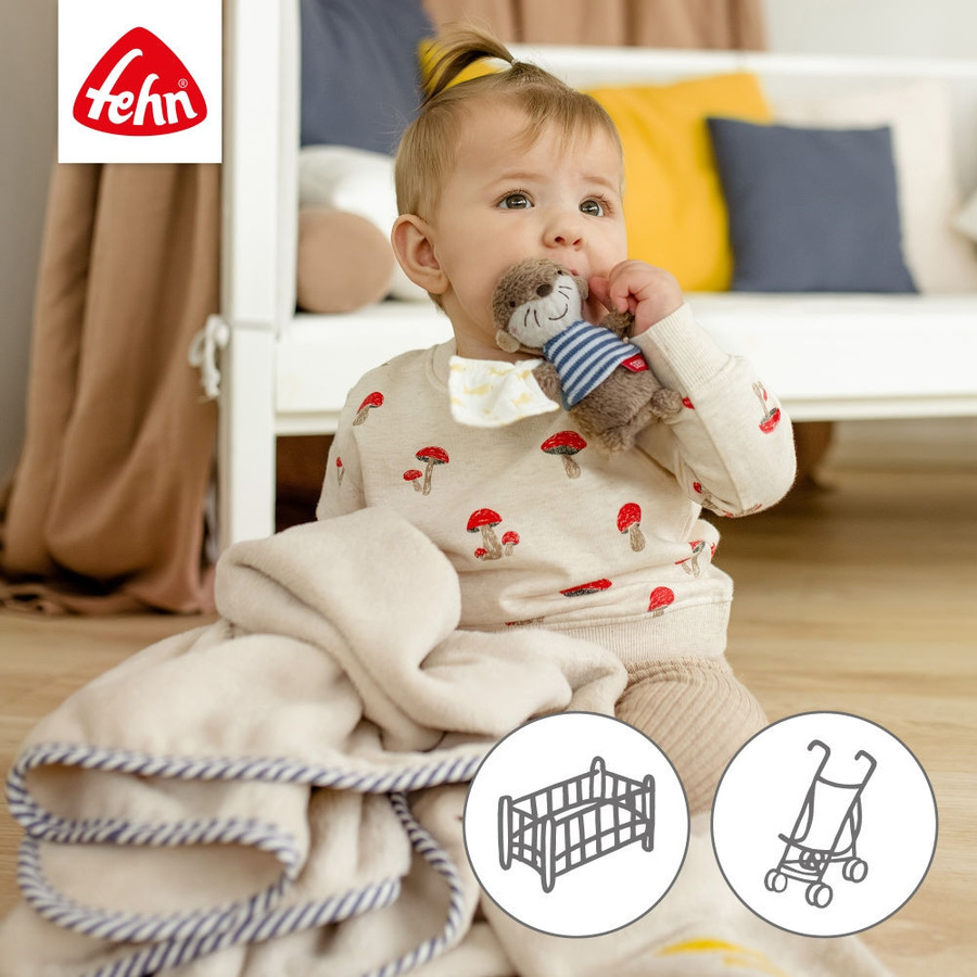 Fehn 2-tlg. Set Kuscheldecke und Greifling Otter Theo in Beige, Weiß und Multicolour, B/H: 75 x 100 cm - Bild 4
