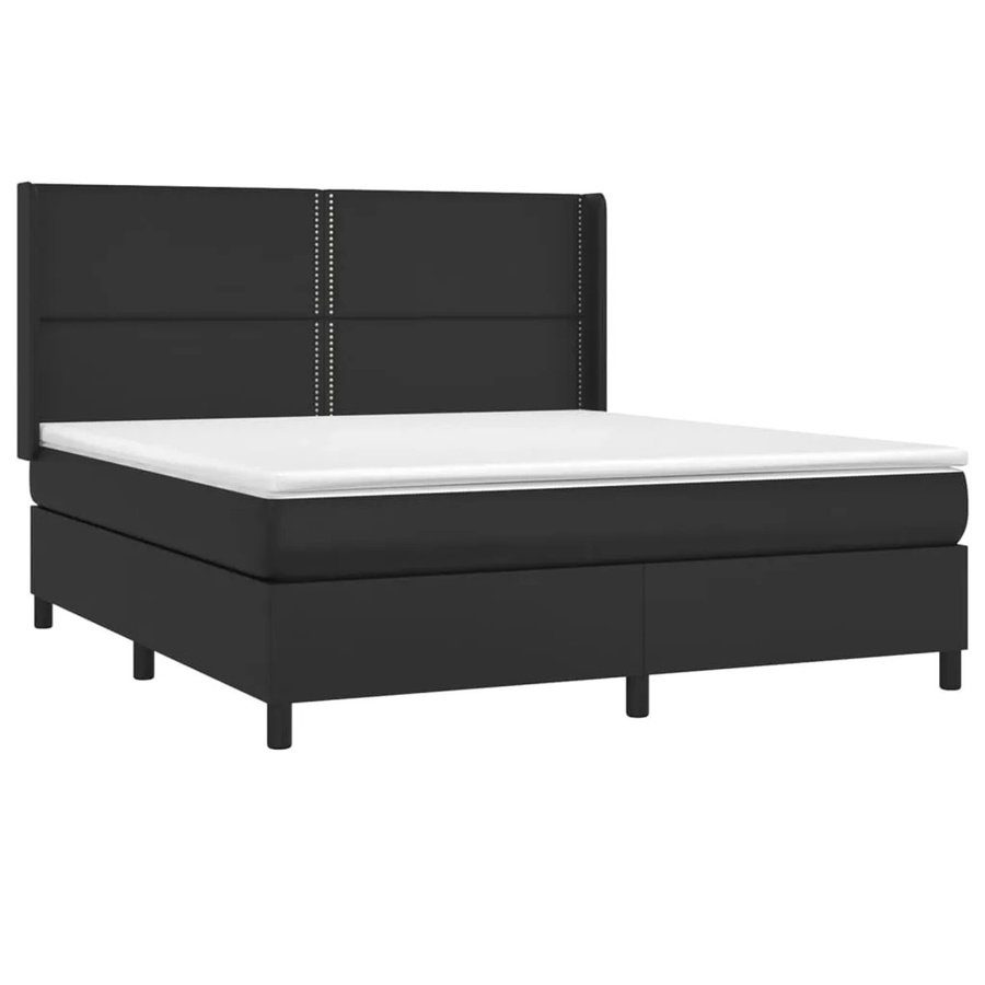 vidaXL Boxspringbett mit Matratze und LED-Beleuchtung in Schwarz aus Kunstleder, B/T/H: 180 x 200 x 118 cm - Bild 2