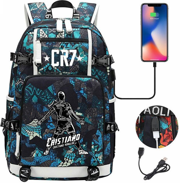 3-teiliges Schulrucksack-Set für Schüler aus Oxford-Stoff in Multicolour mit großem Fassungsvermögen, Schultasche und Federmäppchen, B/T/H: 48 x 30 x 15 cm - Bild 1