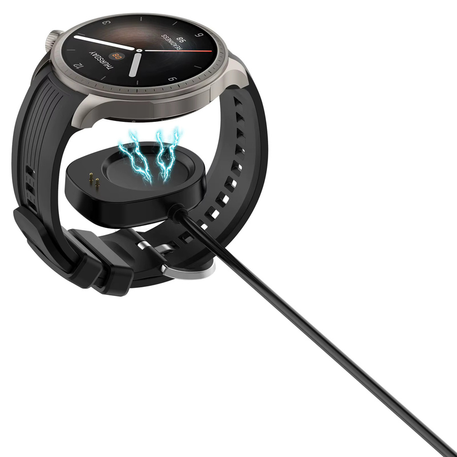 Hujerl Ladestation für Amazfit T-Rex 3, T-Rex3 Pro und Balance/Balance2 Smartwatch, Ladekabel mit Chip-Schutz in Schwarz - Bild 4