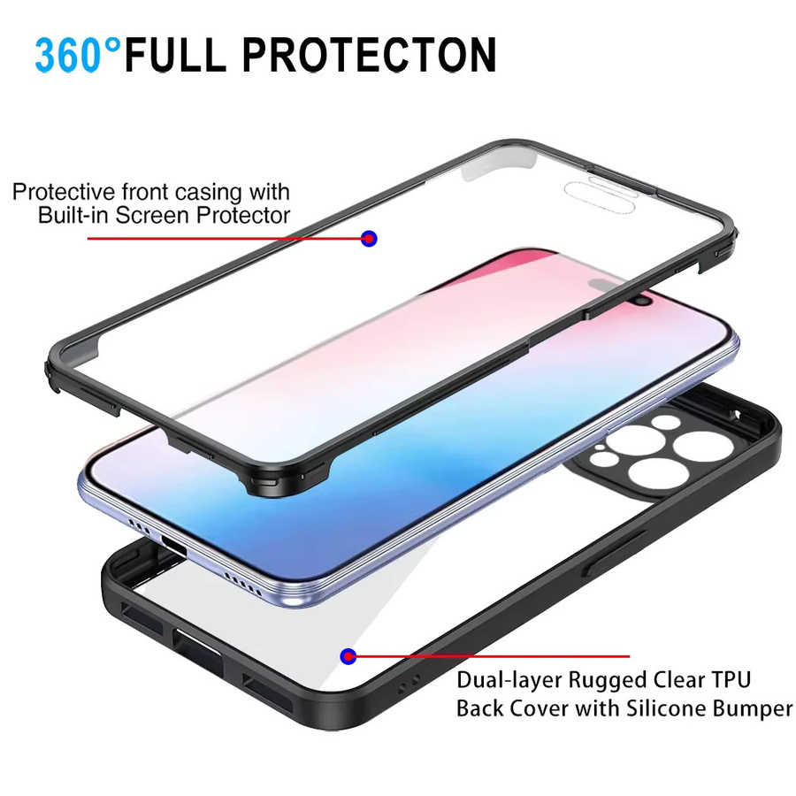 Transparente Silikon Schutzhülle für Apple iPhone 11 12 13 14 15 Pro Max XS XR 7 8 Plus SE als 360 Grad Ganzkörper Stoßfestes Case - Bild 2