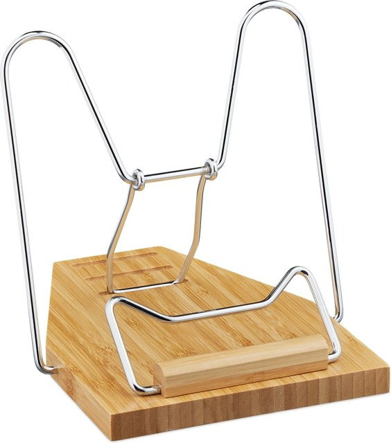 Relaxdays Leseständer aus Bambus in Natur und Braun, klappbar, B/T/H: 28,5 x 4 x 19,5 cm - Bild 1