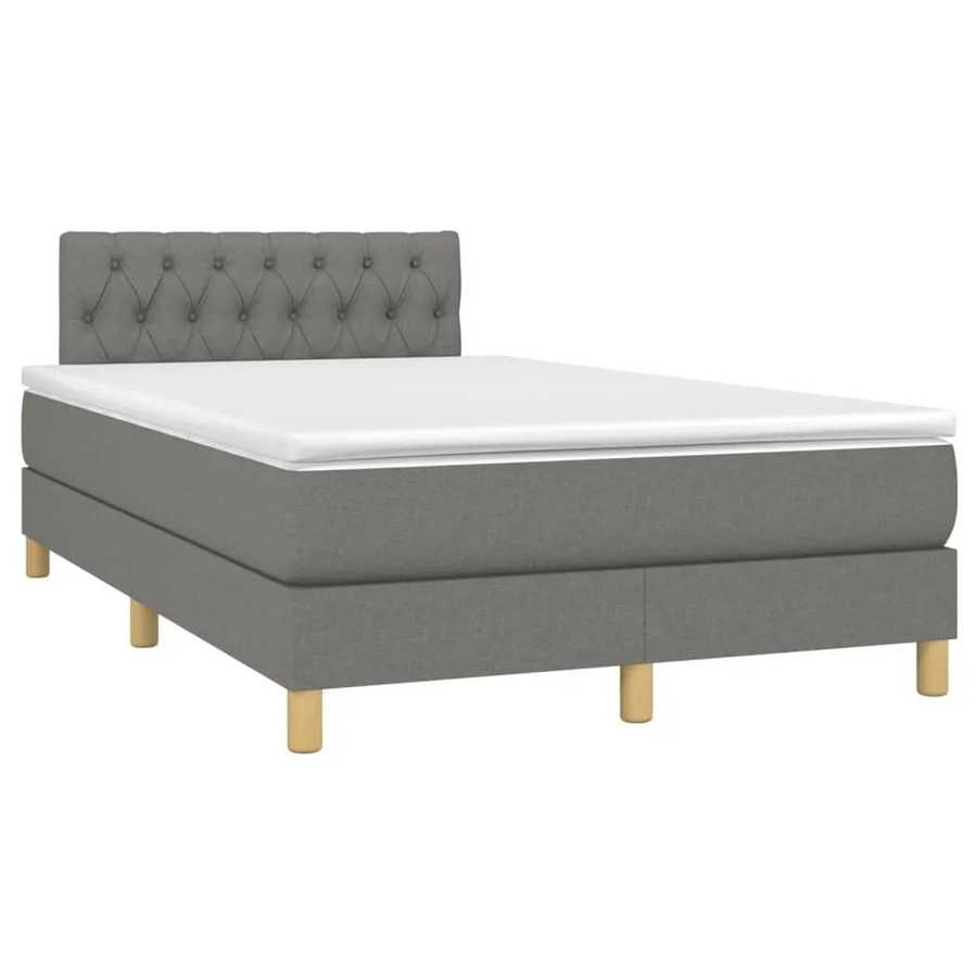 vidaXL Boxspringbett mit Matratze in Dunkelgrau, Hybridbett mit LED-Unterbettbeleuchtung und USB-Ladeport, B/T: 120 x 200 cm - Bild 2