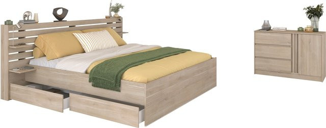 Parisot Schlafzimmer Set Escale 29, 3-teilig, Japanische-Eiche, Beige - Bild 1