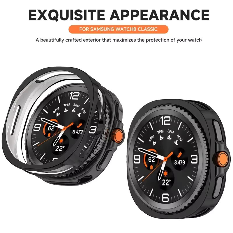 CAOWTAN Schutzhülle für Samsung Galaxy Watch 8 Classic, TPU, Schwarz - Bild 1