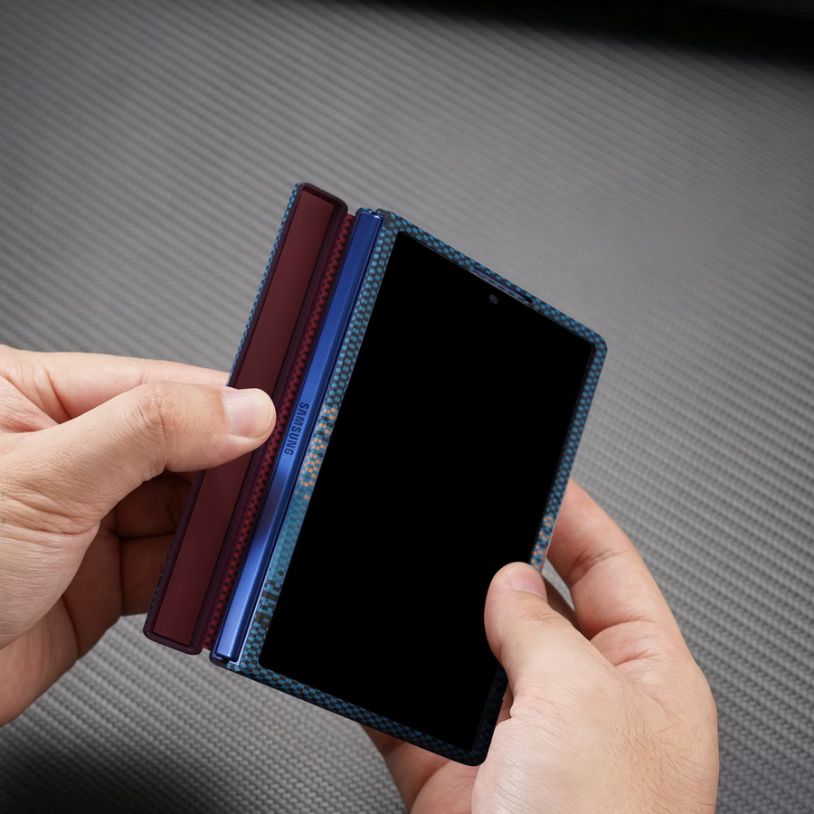 Carbonfaser Hartschalenhülle mit MagSafe-Schutz und mittlerem Scharnier für Samsung Galaxy Z Fold 8 Ultra, Z Fold 8, Z Fold 7, Z Fold 6, Z Fold 5 in Blau - Bild 2
