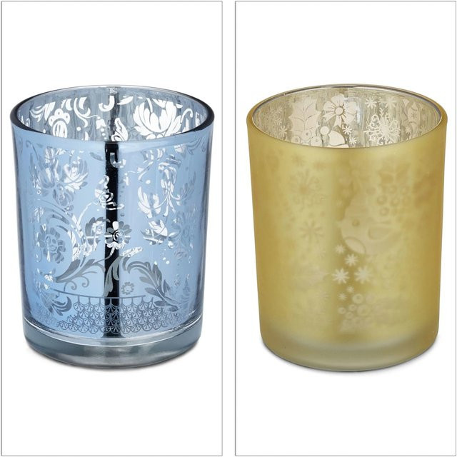 Relaxdays Teelichtgläser aus Glas im 12er Set in Gold und Silber, Höhe: 8,5 cm, Durchmesser: 7 cm - Bild 1