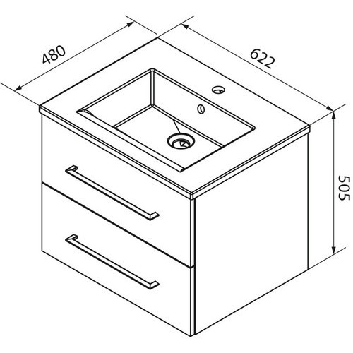 Fackelmann Badmöbel-Set b.perfekt in Asteiche mit Einzelwaschtisch, B/H/T: 62,2 x 50,9 x 48 cm - Bild 2