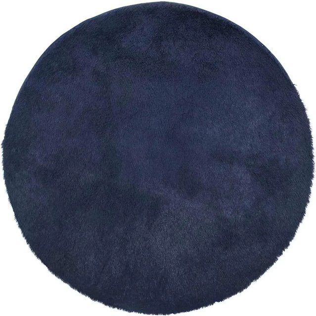vidaXL Teppich NAVARRA Shaggy Hochflor in Marineblau, rund, Durchmesser: 100 cm, aus Polyester - Bild 1