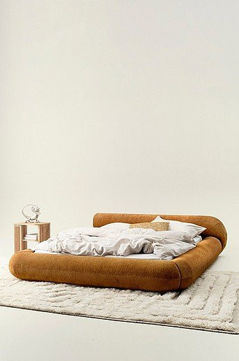 Jotex PATH Bettrahmen modern in Gelb und Orange mit Kiefernholz und Polsterung, B/T: 180 x 200 cm, H: 126 cm - Bild 1