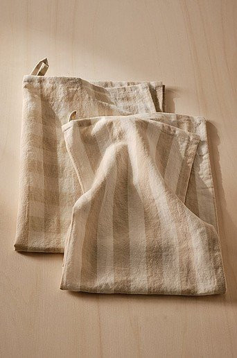 SANNE Küchentuch aus Leinen-Mix im 2er-Pack, Beige, gestreift, B/H: 50 x 70 cm - Bild 1