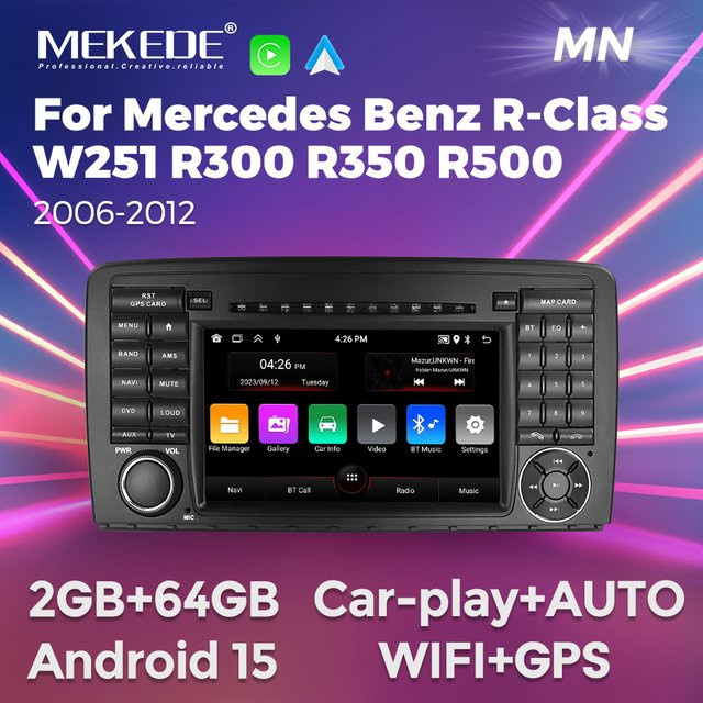 MEKEDE Android 15 Autoradio Multimedia Smart-Car-System für Mercedes Benz R-Klasse W251 R280 R300 R320, Schwarz - Bild 1