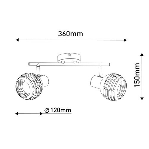 Näve Wand- und Deckenleuchte Casco 2-flammig Spot in Schwarz, B/T/H: 12 x 1,6 x 36 cm - Bild 3