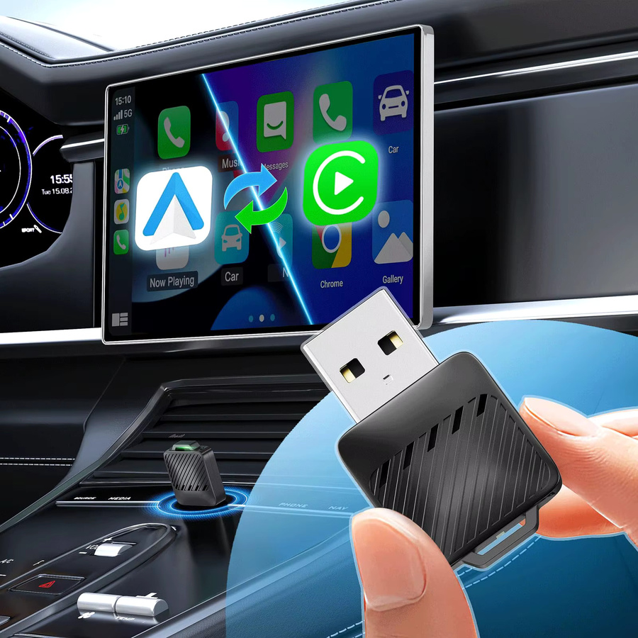 Neelyke 2-in-1 Mini Wireless CarPlay und Android Auto Adapter Schwarz - Bild 2