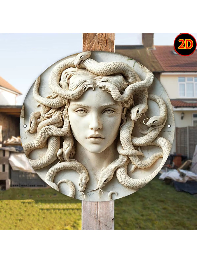 Medusa Wandkunst Metallschild CIFBUY Vintage Griechische Mythologie Deko Wandplakette Beige B/H: 50,8 x 50,8 cm - Bild 7