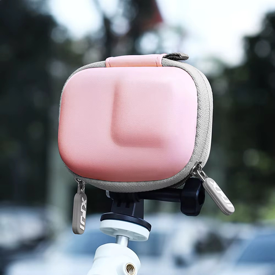 XFJI Mini-Kameratasche für Insta360 GO Ultra, tragbare Aufbewahrungstasche aus PU in Weiß oder Pink - Bild 4