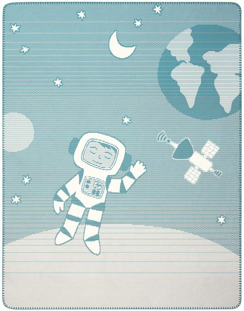 Biederlack Babydecke Spacekid in Blau mit Tier-Motiven - Bild 1