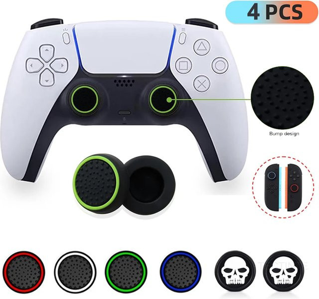 TECTINTER Silikon Analog Thumbstick Grip Caps Set, 4 Stück, Farbe: Weiß, Zubehör für PS5, PS4, PS3, Xbox One, Xbox 360, Nintendo Switch und Steam Deck - Bild 1
