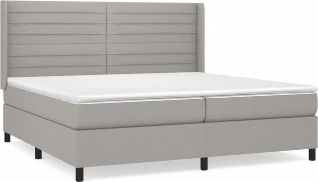 vidaXL Boxspringbett Hybrid mit Matratze und Taschenfederkern in Grau, B/T/H: 203 x 203 x 118 cm - Bild 1
