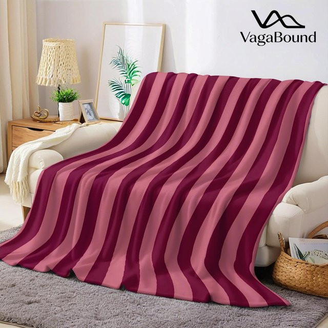 JMG Household Supplies Flanell Decke mit Streifen in Burgunder Rose, weich und warm, B/B: 130 x 150 cm - Bild 1