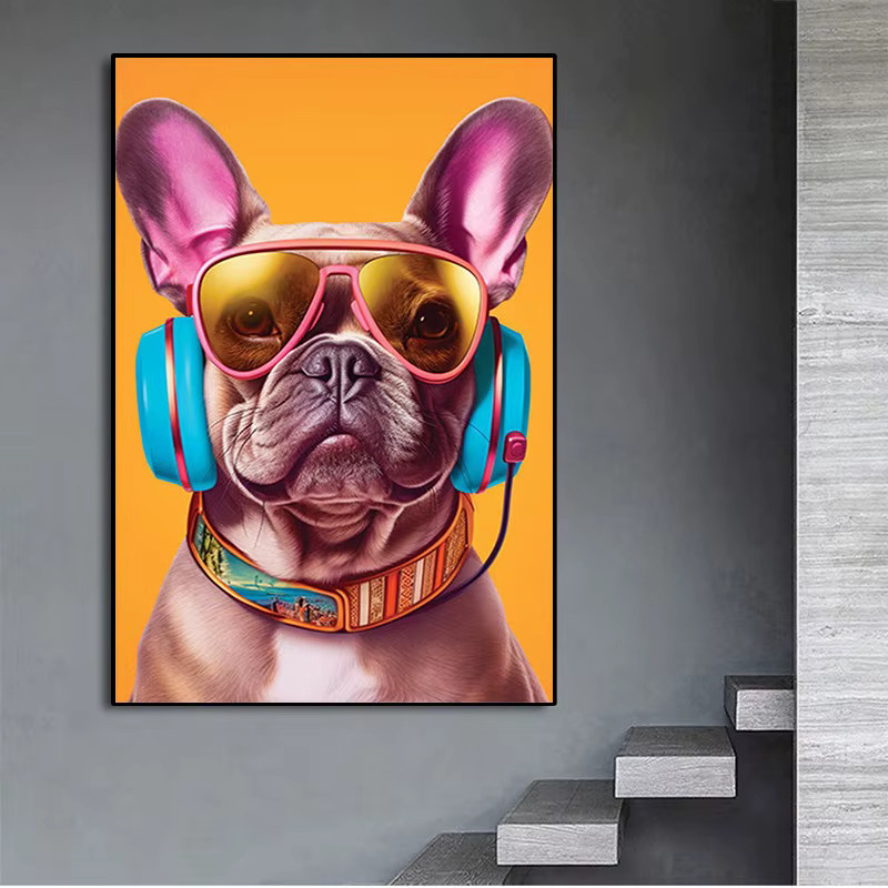 Potdemiel Leinwanddruck Bunte Französische Bulldogge im Gaming-Stil als Wandkunst für dein Wohnzimmer - Bild 2