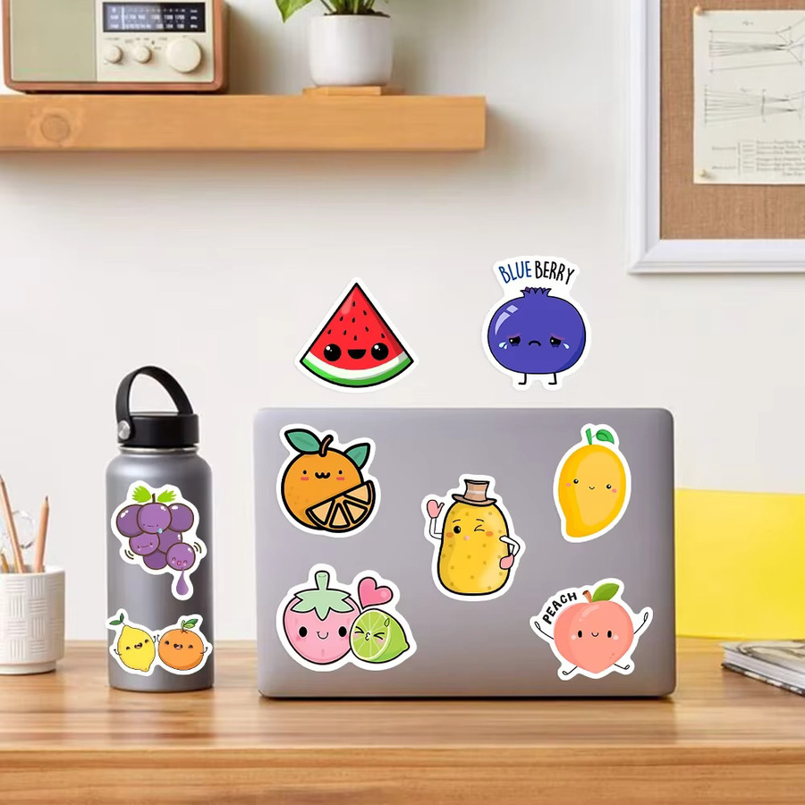 Wasserdichte Kawaii Cartoon Obst und Gemüse Aufkleber in Multicolour für Handy, Laptop und Gepäck - Bild 2