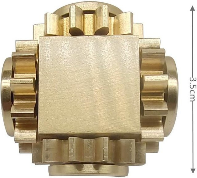 Fashnics Manueller Rotator Metall EDC Fingerspitzen-Kreisel, Kupfer, 4-Gang-Verbindungsstück, Würfel Fidget Rotator Zahnrad-Verbindung, beige - Bild 1