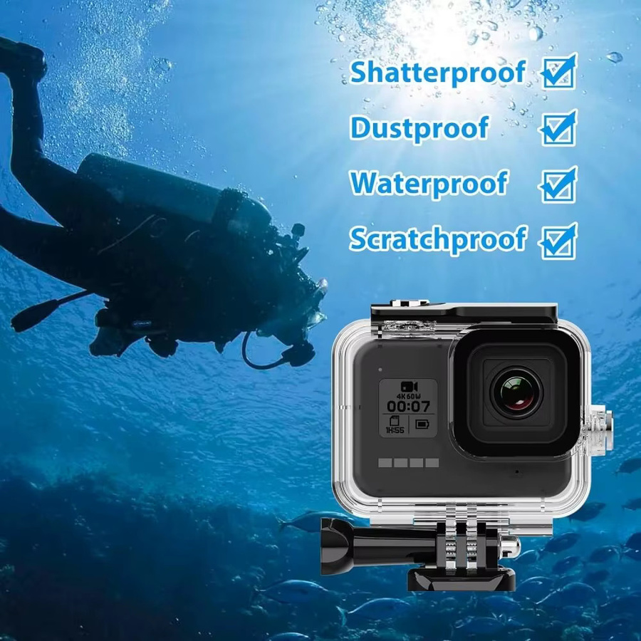 FitStill wasserdichtes Unterwasser-Tauchgehäuse für GoPro Hero 8, Schwarz - Bild 3