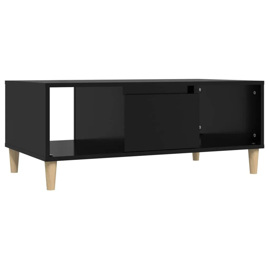 vidaXL Couchtisch Schwarz aus Holzwerkstoff und Eukalyptus Massivholz, B/T/H: 90 x 50 x 36,5 cm - Bild 2