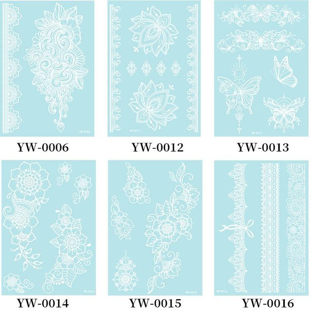 NOWVOGUE Temporär-Tattoos, 6 Stück, Henna-Stil, Wasserdicht, Unisex - Bild 1