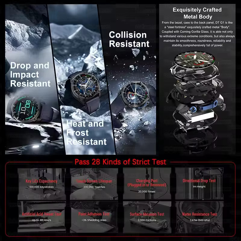 KAVSUMI Smartwatch für Männer in Orange mit Offline GPS Karte, 4GB Speicher, Bluetooth Anruffunktion und 10ATM Wasserdichtigkeit - Bild 5