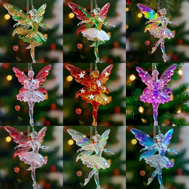 Funkelnder 2D Acryl Ballerina Anhänger als Weihnachtsbaum Schmuck und Auto Rückspiegel Dekoration in Mehrfarbig - Bild 1