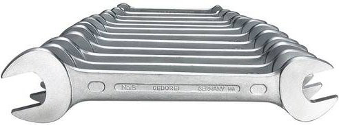 Gedore Doppel-Maulschlüssel-Satz 12-teilig aus Chrom-Vanadium-Stahl in Silber, Schlüsselweite 6 - 34 mm - Bild 1